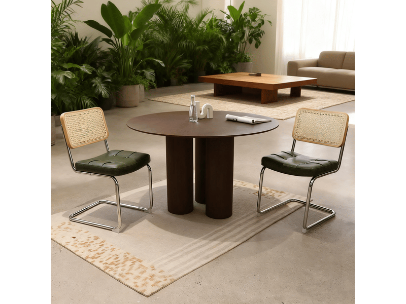  Chaises de salle à manger lot de 4 56.9×44.96×85.9cm, structure métallique, piètement cantilever, revêtement pu, finition vert, design moderne  - Conforama C
