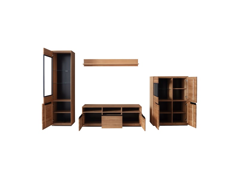  Ensemble de salon composé de 4 meubles coloris chêne sauvage huilé  - Conforama C