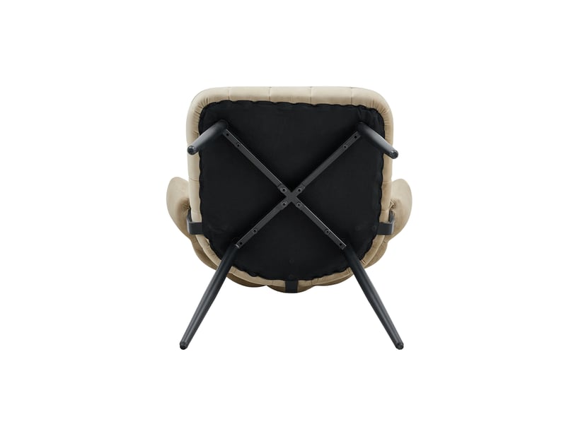  Lot de 2 chaises de salle à manger 60x46x80 cm, beige et noir, métal+tissu, chaise de cuisine, dossier en forme de fleur ergonomique  - Conforama E
