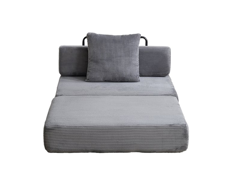  Fauteuil convertible corda, gris foncé, canapé-lit sol, coussin dossier, accoudoirs, tissu velours côtelé  - Conforama D