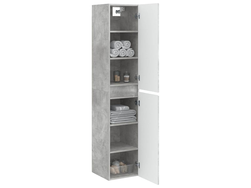  Cabinet salle de bain mural, meuble de rangement gris béton 33x34.5x160 cm shl3394  - Conforama C