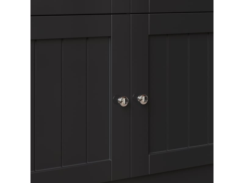 Buffet de cuisine haut 140x175 cm, meuble vaisselier étroit avec tiroirs intégrés et étagères réglables, solution de rangement optimisée pour petites cuisines - Conforama E