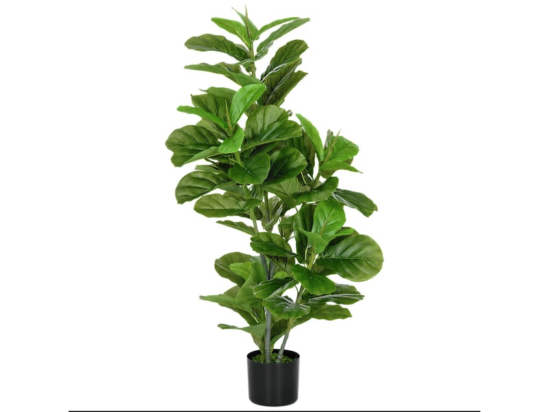  Ficus artificiel de 110 cm avec 90 feuilles, mousse et pot pour une utilisation intérieure et extérieure, vert  - Conforama B