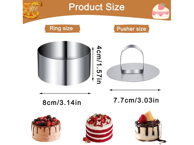 Cercle patisserie, 8 pièces cercle a patisserie, emporte piece rond, acier inoxydable cercles et cadres à pâtisserie convient pour faire des gâteaux Cake tin - Conforama C