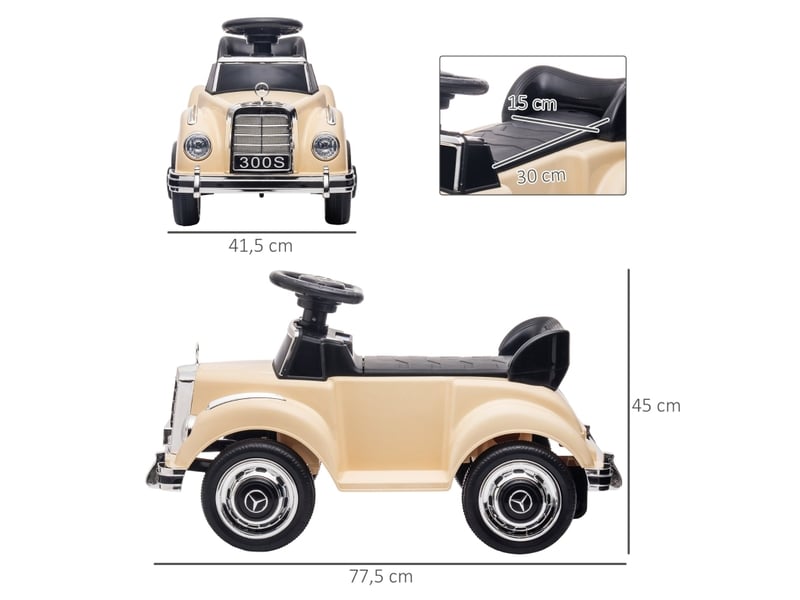  Voiture porteur enfant mercedes-benz 300s 77,5x41,5x45 cm beige  - Conforama E