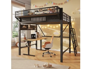 Lit mezzanine 140x200 cm <strong>HAUSS SPOLE</strong> <strong></strong> coloris noir