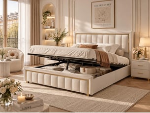 Lit coffre 140x190 cm <strong></strong> <strong></strong> coloris blanc
