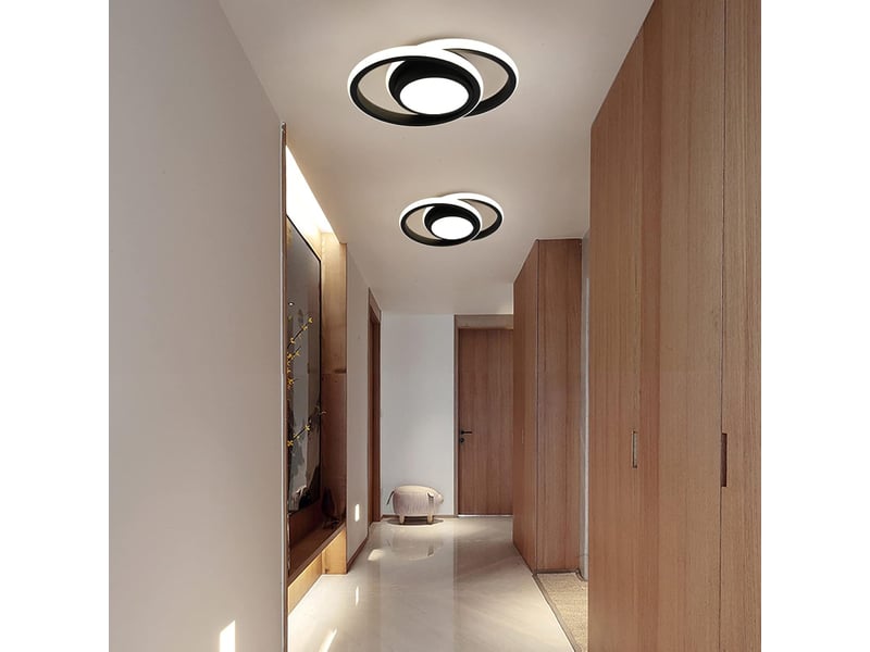 Plafonnier led rond et moderne noir, 24 w, blanc naturel (4000 k) – convient pour chambre, salon, cuisine, hall (diamètre de 30 cm)  - Conforama B