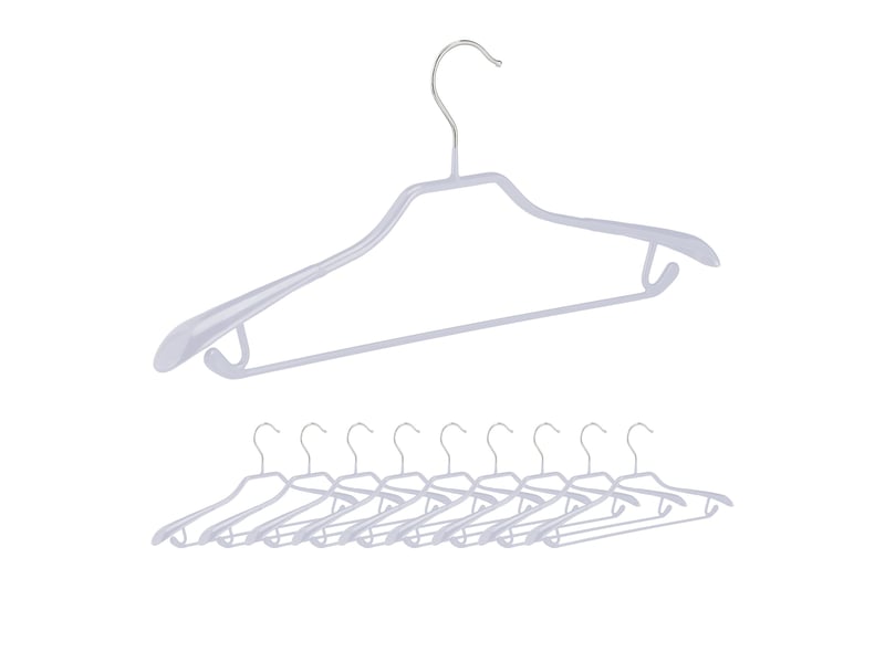  Lot de 10 cintres antidérapants pour costumes support large 19 x 45 x 3,5 cm en métal gris clair 13_0009019  - Conforama B