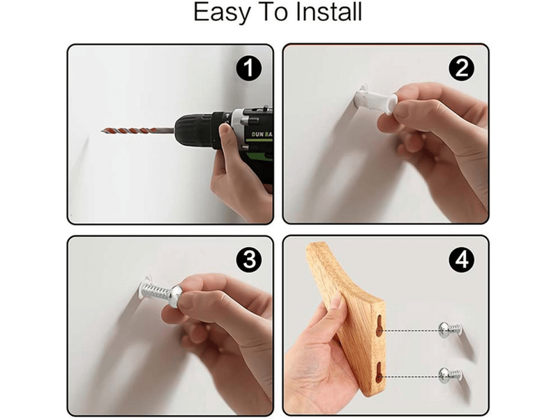 Lot de 5 patères en bois, crochets à serviettes muraux, porte-manteau d'entrée créatif, gris - Conforama B