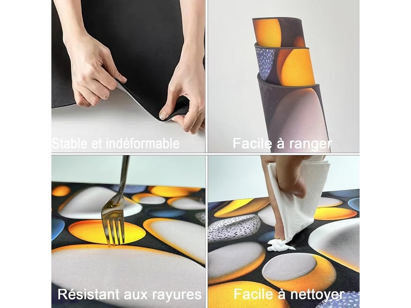  Tapis de salle de bain antidérapant, motif pierre 3d exquis, doux,absorbant et à séchage rapide, jaune (80x50cm)  - Conforama C