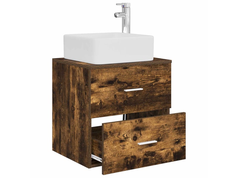  Vanité de lavabo mural, meuble de rangement chêne fumé 49.5x41x63 cm shl8926  - Conforama C