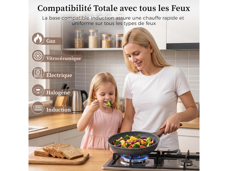  Poêle antiadhésive yashe 28 cm, gris  - Conforama C