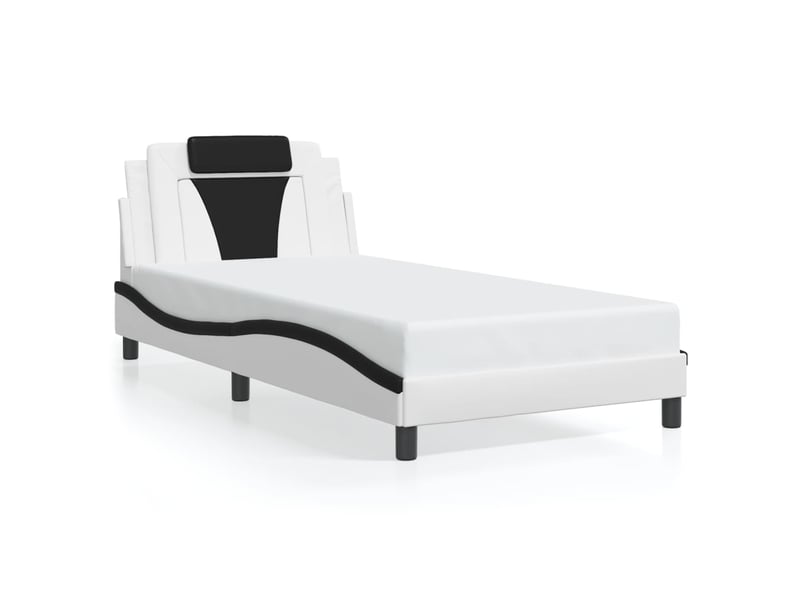  Lit simple- lit adulte -  cadre de lit viana avec led sans matelas blanc et noir 100x200 cm  - Conforama D