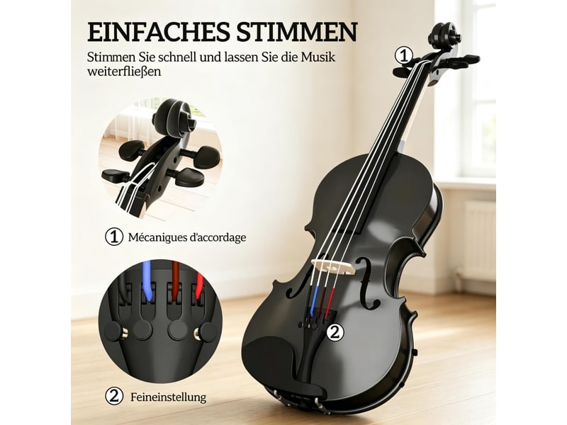 Set violon 44 en bois massif pour adultes et débutants avec étui léger portable - Conforama D