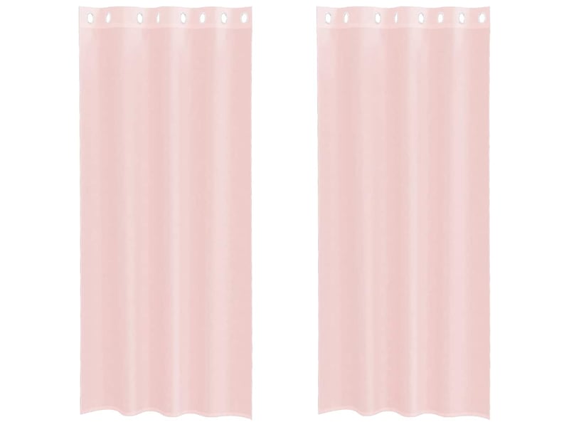 Lot de 2 rideaux en voile, voilages avec œillets rose clair 140x245 cm cf44404 - Conforama A