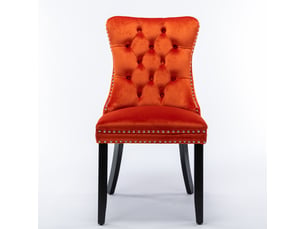 Lot de 2 chaises de salle à manger en velours orange