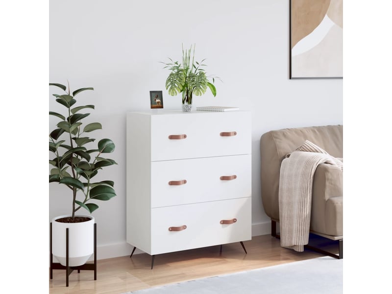  Commode chambre adulte, armoire à tiroirs blanc 69,5x34x90 cm bois d'ingénierie  - Conforama B