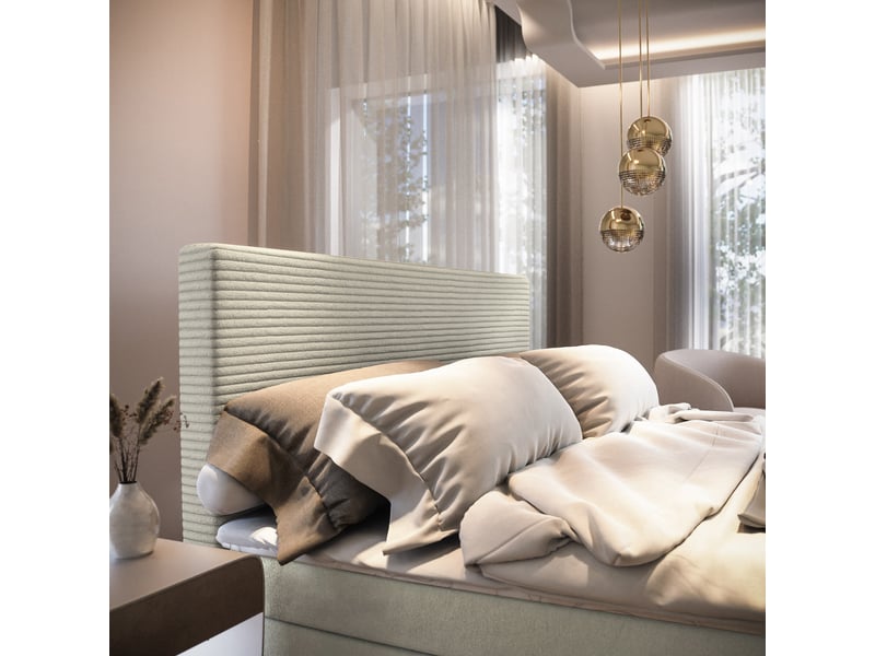  Boxspring giarro 200x200 cm, lit complet avec matelas, beige  - Conforama D