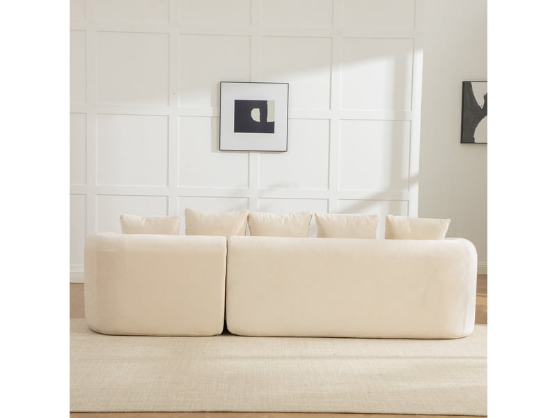  Canapé modulaire en chenille convertible 3 places beige - sans assemblage, base antidérapante  - Conforama D