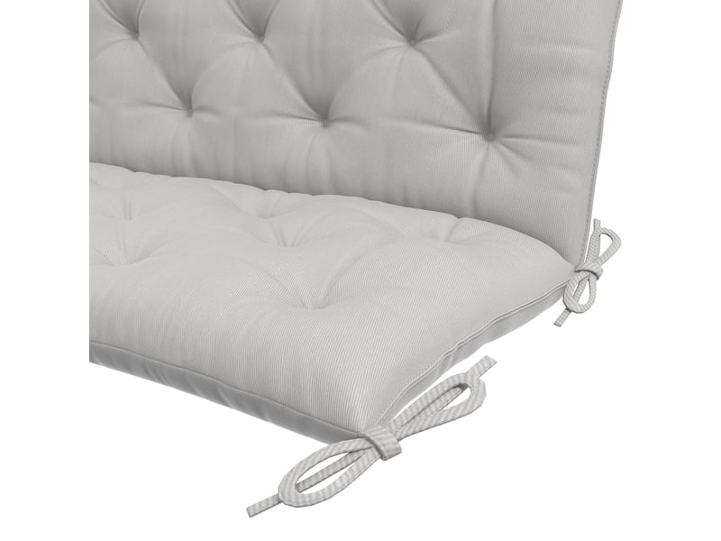  Coussin de banc 3 places 150x98 cm gris clair en polyester, avec dossier et 6 liens de fixation intérieur extérieur  - Conforama E