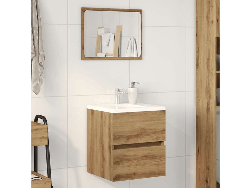  Meuble sous-vasque salle de bain en chêne massif 41x38.5x45cm bois d'ingénierie  - Conforama B