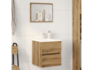 Meuble sous-vasque salle de bain en chêne massif 41x38.5x45cm bois d'ingénierie
