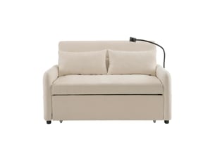 Canapé convertible 2 places en tissu chenille beige 129 cm