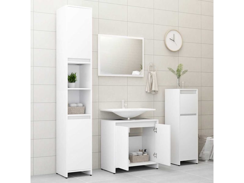 Ensemble de meubles de salle de bain blanc bois d'ingénierie cf63901  - Conforama D