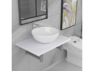 Meuble de salle de bain, armoire salle de bain en deux pièces céramique blanc cf65434