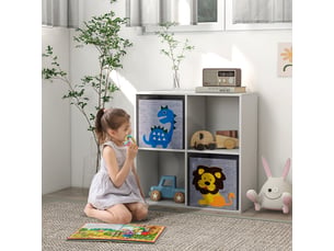 Étagère de rangement pour enfants, cubes, tiroirs, mdf, dispositif anti-basculement, blanche