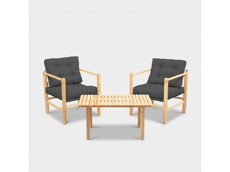  Ensemble salon de jardin en bois avec table basse elvar - anthracite  - Conforama A