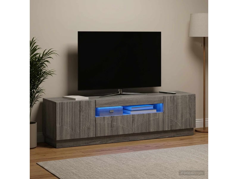 Meuble tv - banc tv - meuble de rangement led sonoma gris bois d'ingénierie - Conforama B