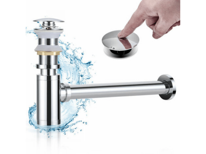  Siphon lavabo avec bonde lavabo pop-up sans trop-plein, ensemble vidage et siphon salle de bain, kit siphon bonde lavabo  - Conforama A
