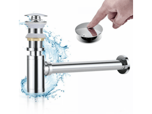 Siphon lavabo avec bonde lavabo pop-up sans trop-plein, ensemble vidage et siphon salle de bain, kit siphon bonde lavabo