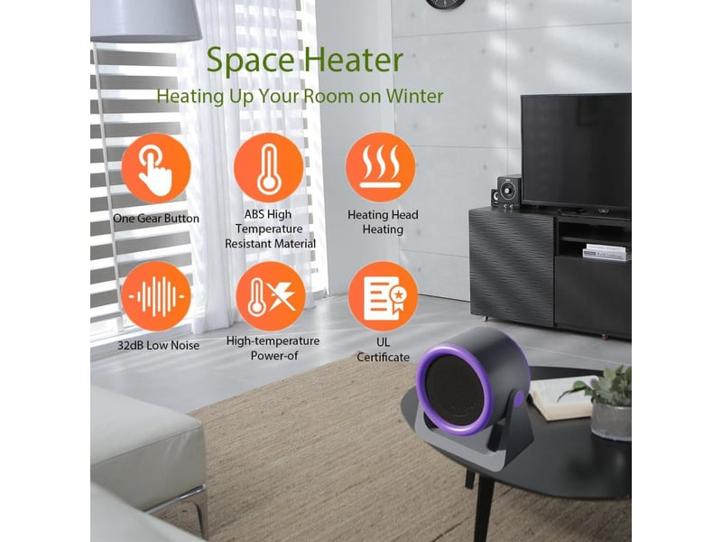 Chauffage soufflant électrique portable, 500 w, avec protection contre la surchauffe, inclinaison verticale réglable à 90° (gris SJY-HRC0005057LY - Conforama C