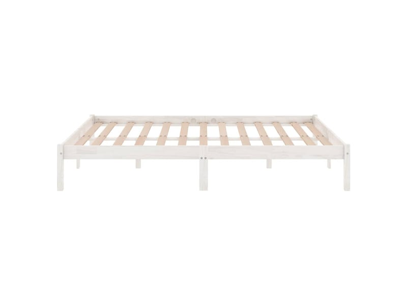  Lit double- lit adulte -  cadre de lit sans matelas blanc 150x200 cm bois de pin massif  - Conforama D