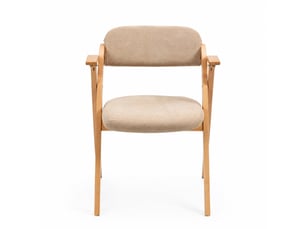 Lot de 2 chaises de salle à manger pliantes 52,5x60x79 cm, accoudoirs, assises rembourrées, bois, empilables, kaki