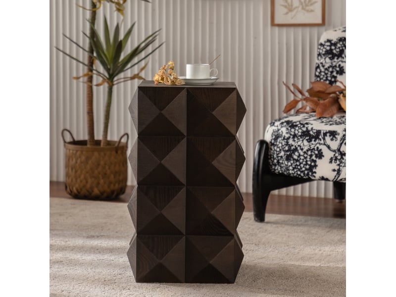  Table de chevet vintage en mdf et bois massif, avec relief 3d, style rétro, sans montage, pour chambre, 60 cm  - Conforama C