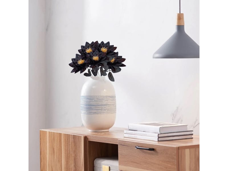  Lotus artificiel noir à tige unique pour la décoration intérieure - lotus noir  - Conforama E