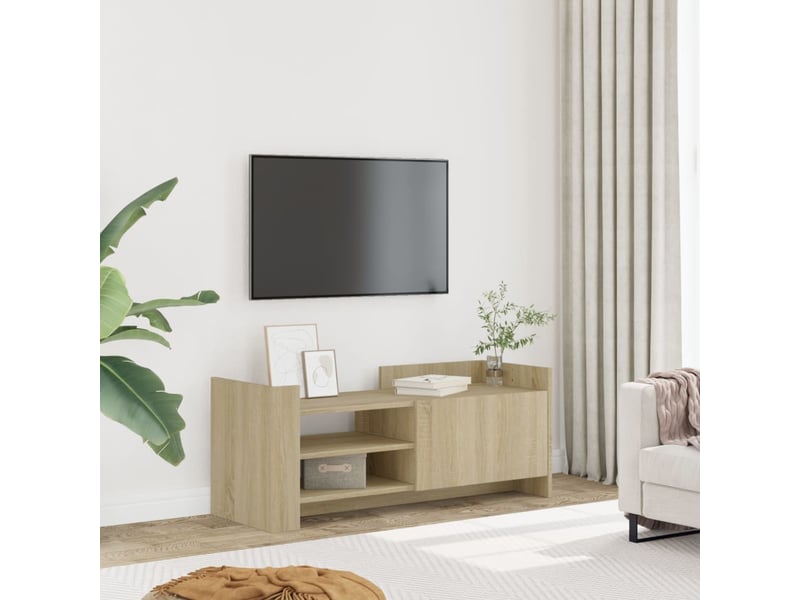  Meuble tv - banc tv - meuble de rangement chêne sonoma 100x35x40 cm bois d'ingénierie  - Conforama B