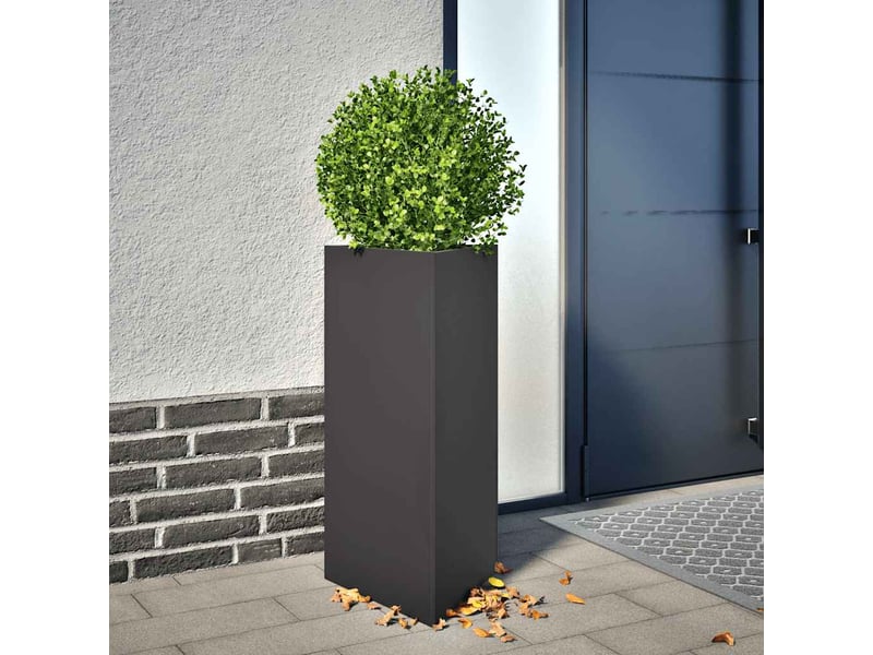  Jardinière - bac à fleurss 2 pcs noir triangulaire 40x34,5x75 cm acier  - Conforama B