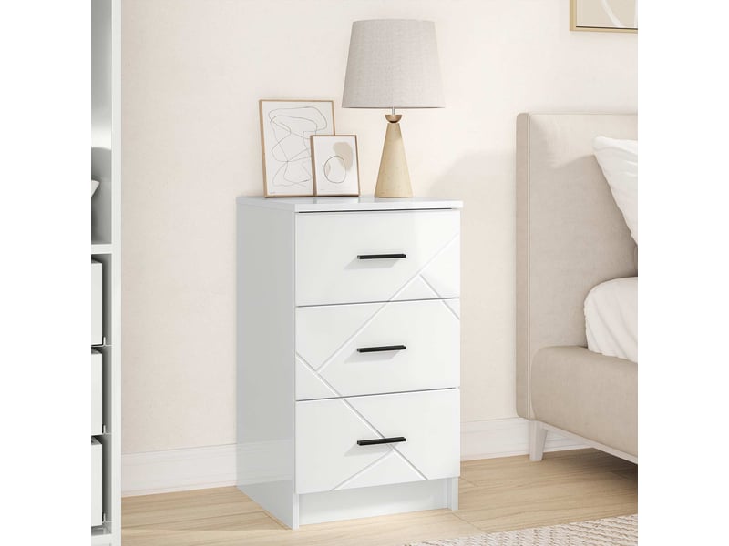 Table de chevet, table de nuit blanc brillant 38 x 38 x 66 cm - Conforama B