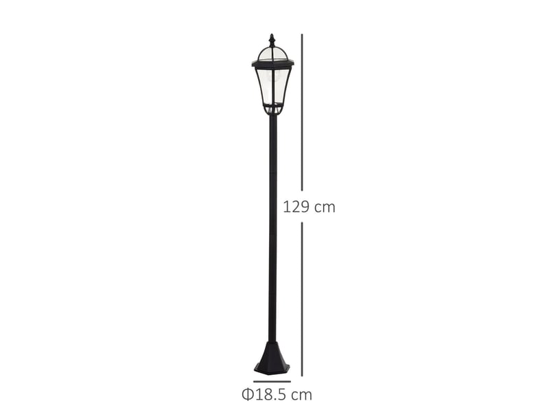 Lot de 2 lanternes solaires d'extérieur 18,5x129 cm led ip44 noir - Conforama C