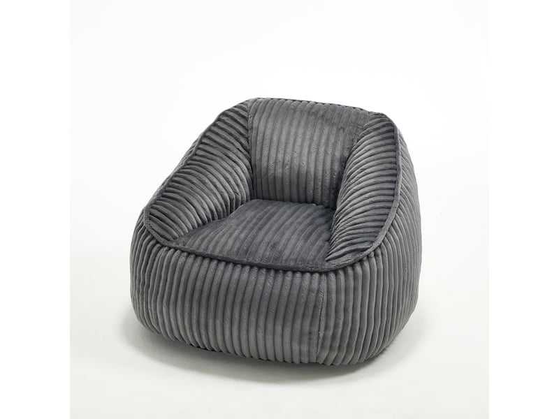Pouf fauteuil en peluche rayée avec mousse à mémoire de forme, doux et confortable - Conforama E