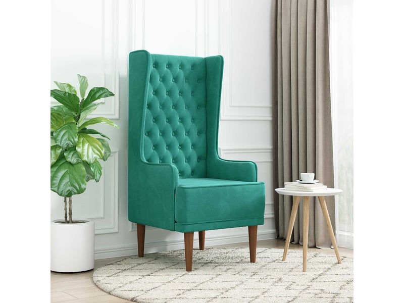  Vidaxl chaise à dossier haut avec boutons capitonnés turquoise velours  - Conforama B