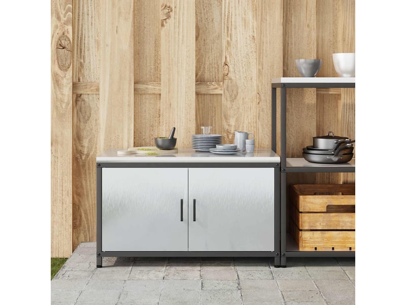  Meuble de rangement de cuisine hattem argenté 90x50x53cm shl2362  - Conforama D