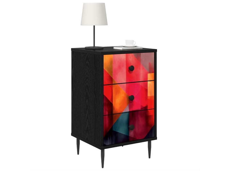  Table de chevet - cabinet de chevet - table de nuit heesch chêne noir 36 x 33 x 61 cm  - Conforama B
