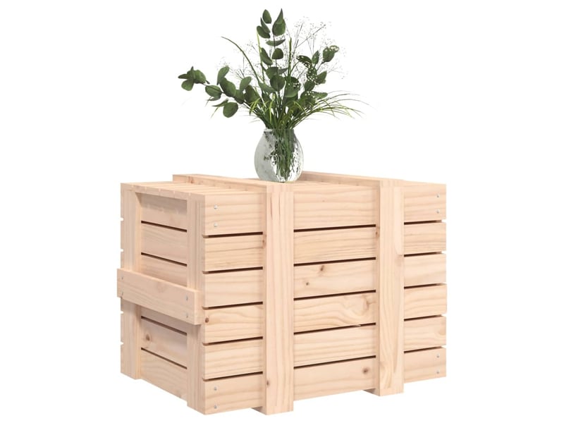  Boîte de rangement 58x40,5x42 cm bois massif de pin  - Conforama D