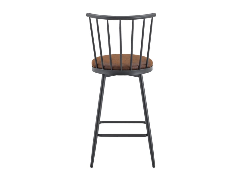  Tabouret de bar lot de 2 style windsor avec assise rembourrée et repose-pieds, en tissu et métal marron 39 × 39 × 96 cm  - Conforama A